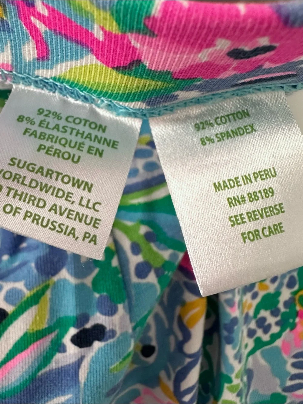Lilly Pulitzer Blue Pink Floral Print Leggings